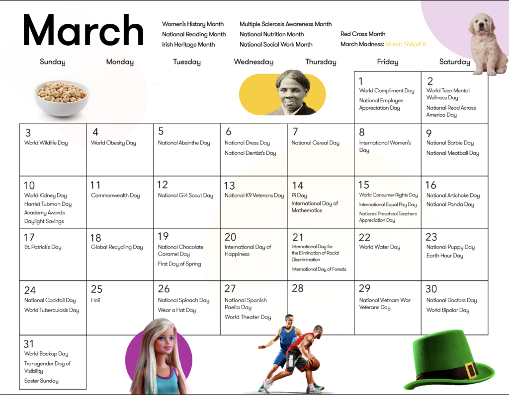 March holiday calendar