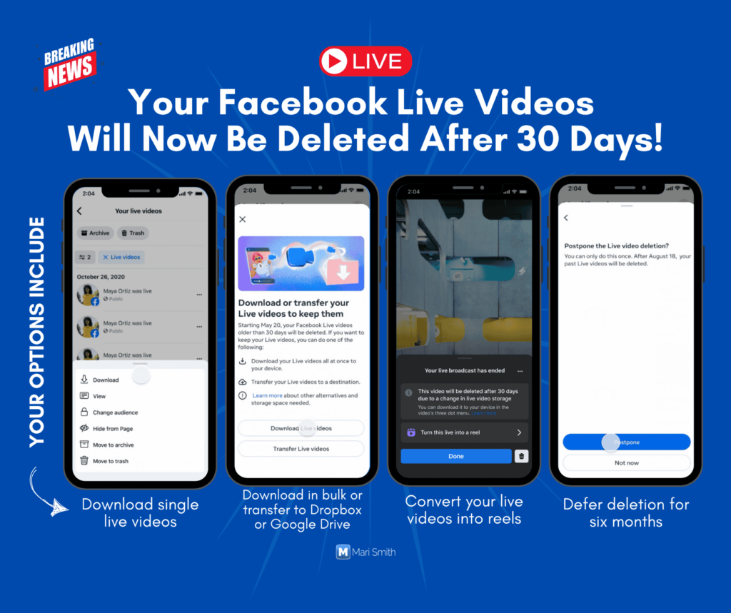 Facebook LIVES deletion options